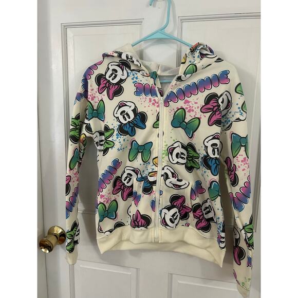 Disney Minnie Mouse Girls Hooded Zip Up Sweater - Size 14/16 - Picture 1 of 3